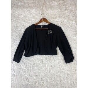 Perceptions New York Women’s Sweater Size 12 BlACK Cover Up 3/4 Sleeves